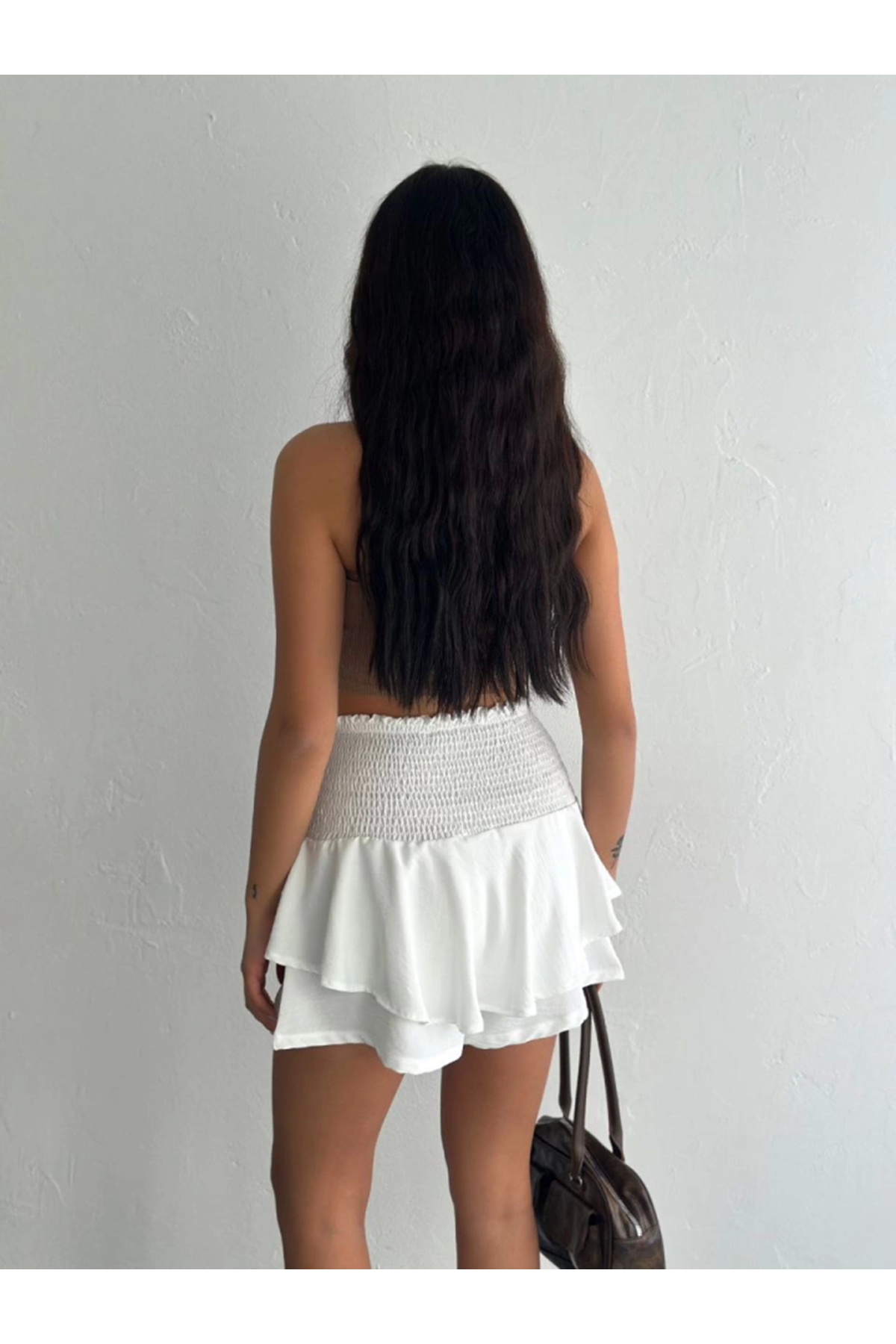 Ayrobin Şortlu Etek - Beyaz