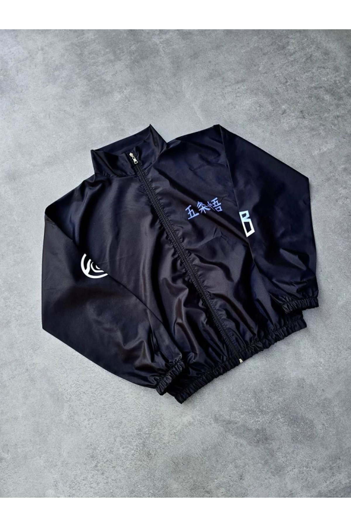 Fermuarlı Dijital Baskılı Rüzgarlık - Siyah