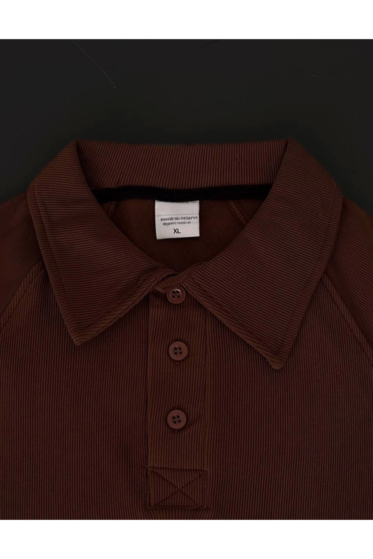 Yakalı Patlı Kısa Kol T-shirt - Kahverengi