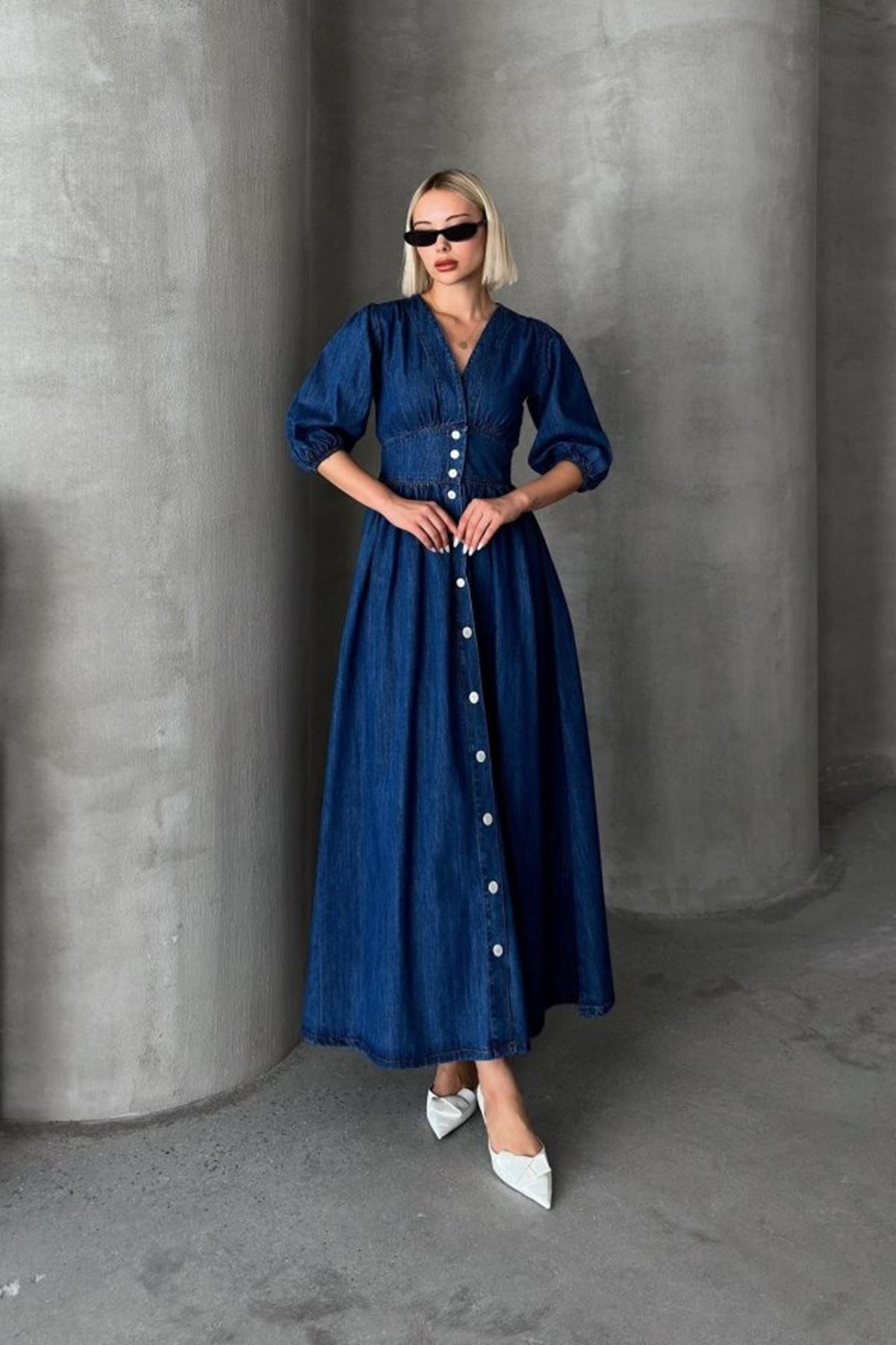 7037 KOT ELBİSE-MAVİ