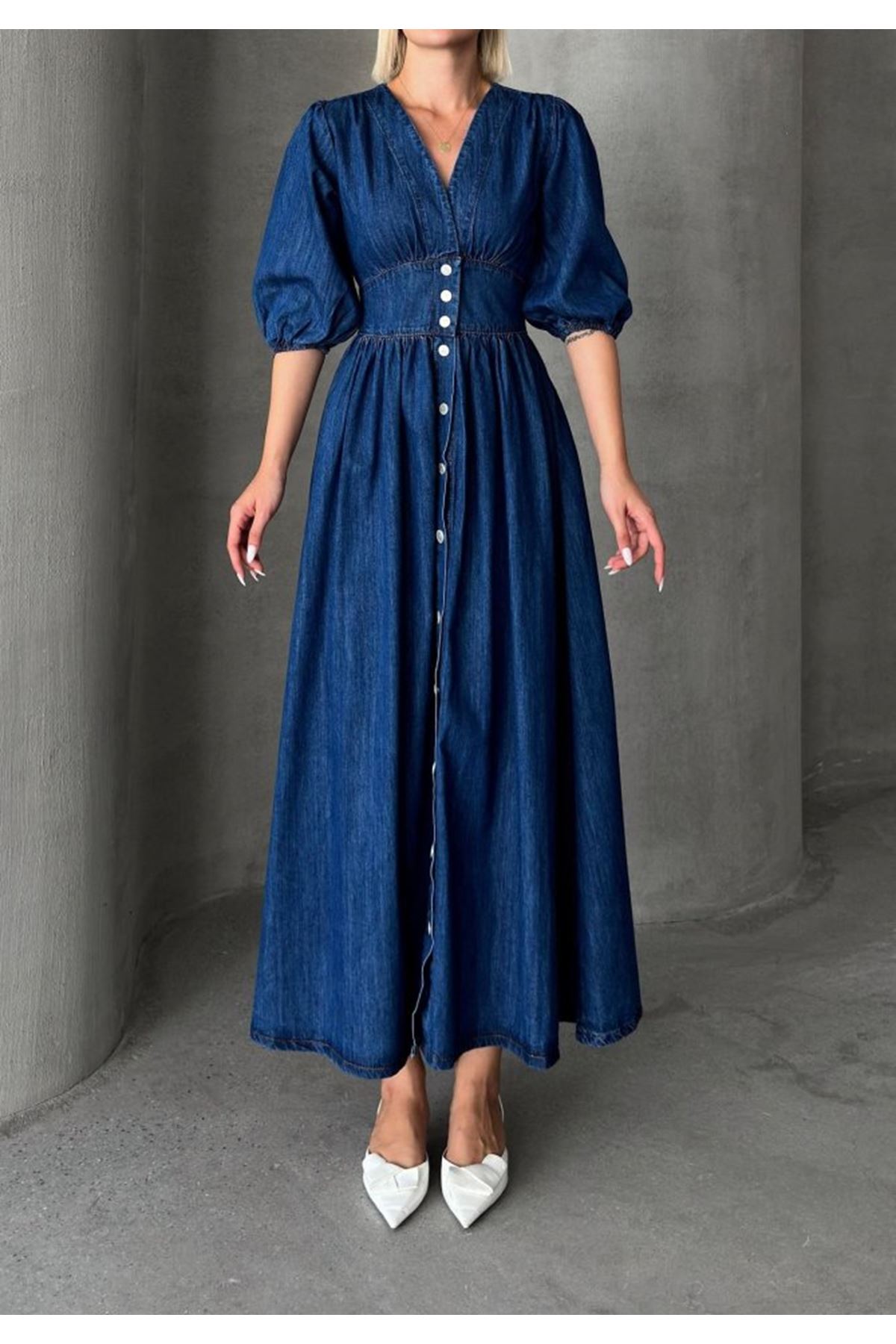 7037 KOT ELBİSE-MAVİ