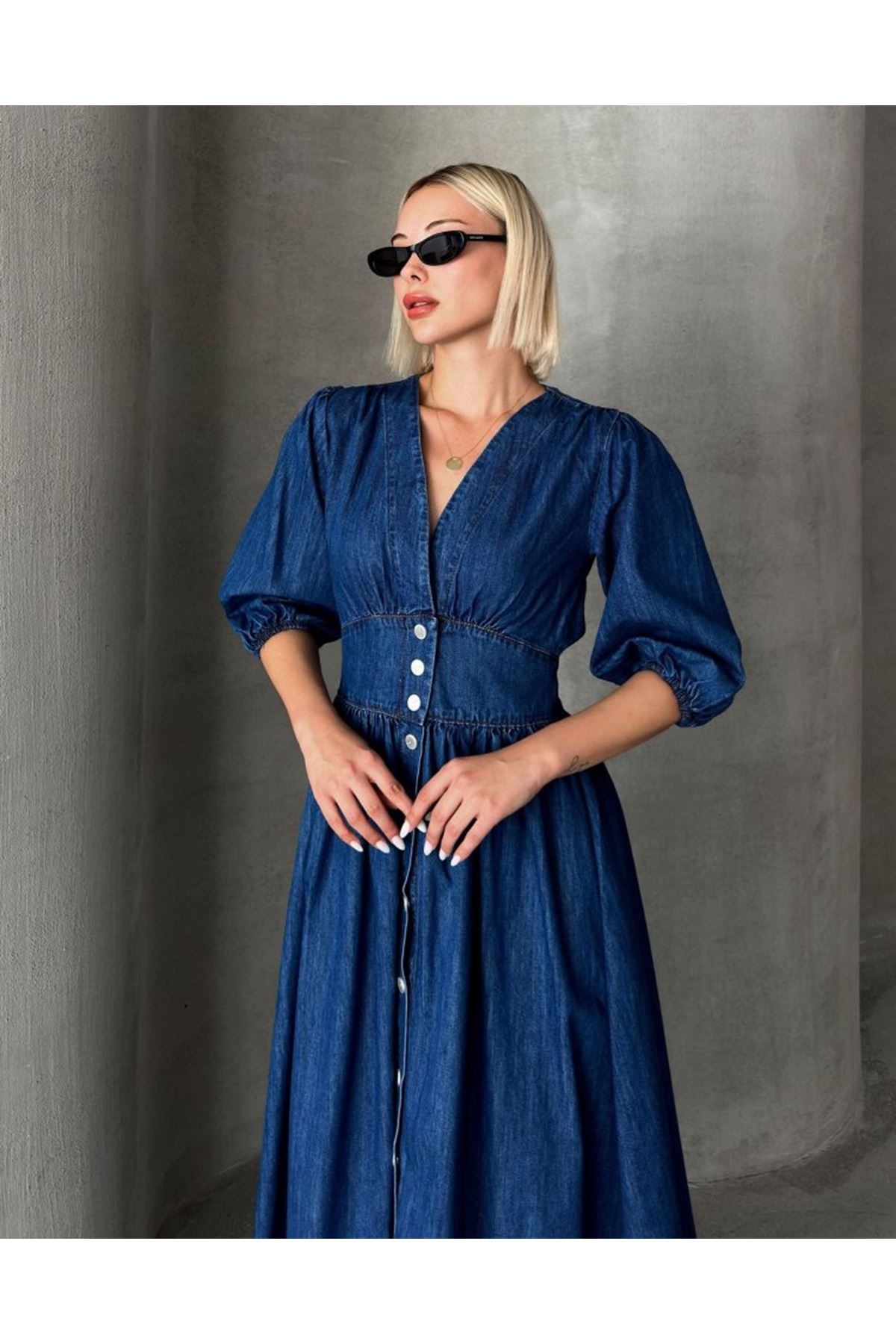 7037 KOT ELBİSE-MAVİ