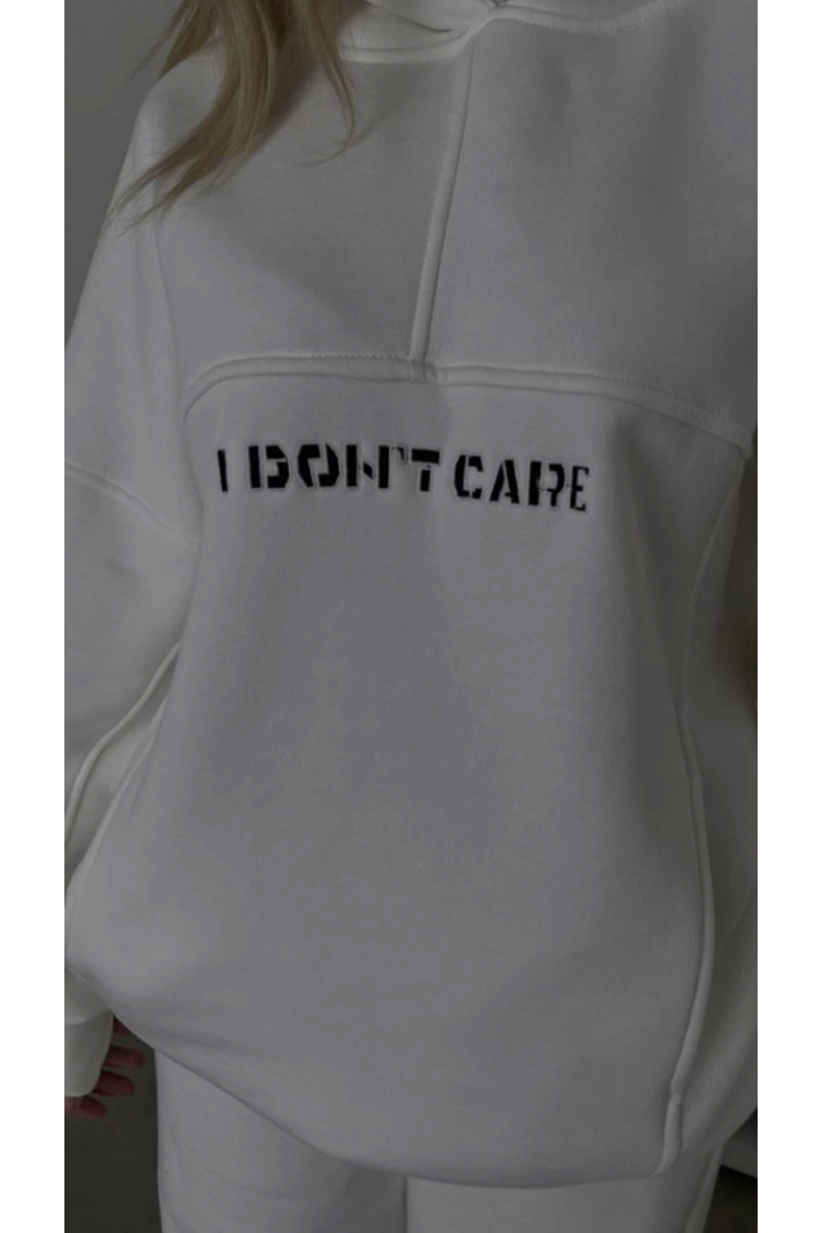 Nakış İşlemeli Üç İplik Sweat Takım- Beyaz