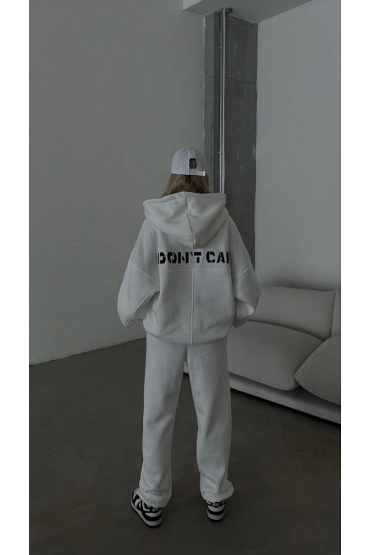 Nakış İşlemeli Üç İplik Sweat Takım- Beyaz