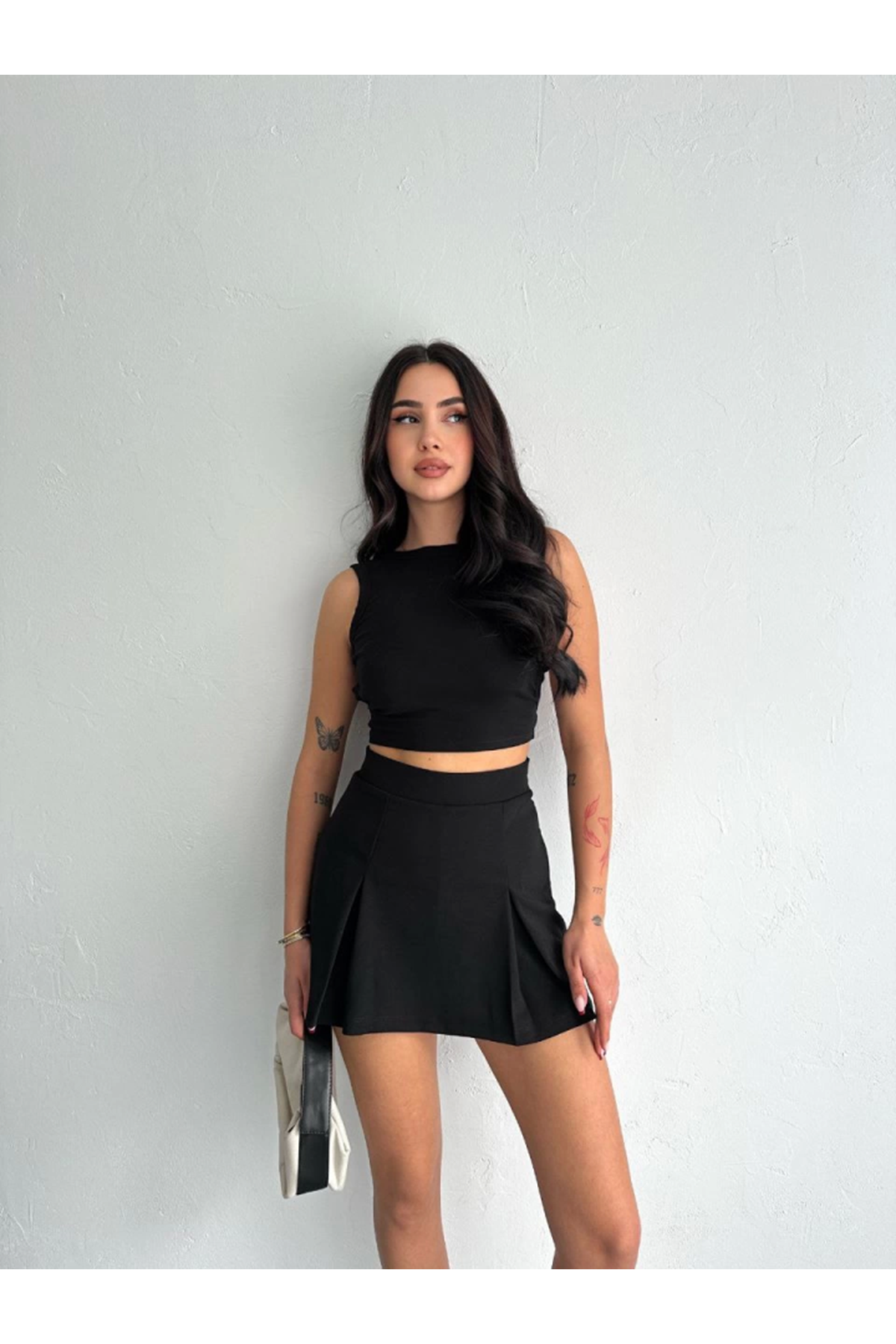 Tek Omuzlu Kolsuz Mini Boy Elbise - Siyah