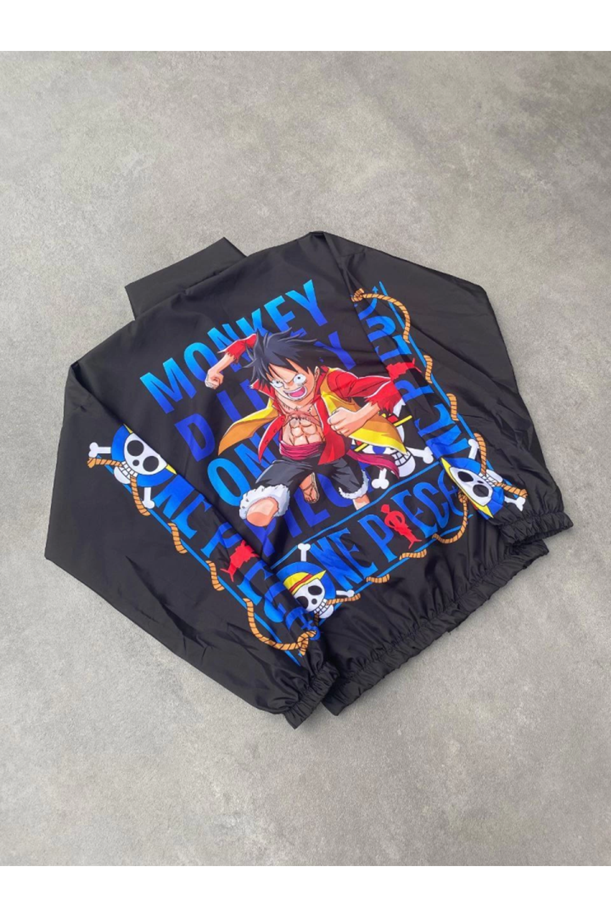 Unisex Fermuarlı Dijital Baskılı Rüzgarlik - Siyah