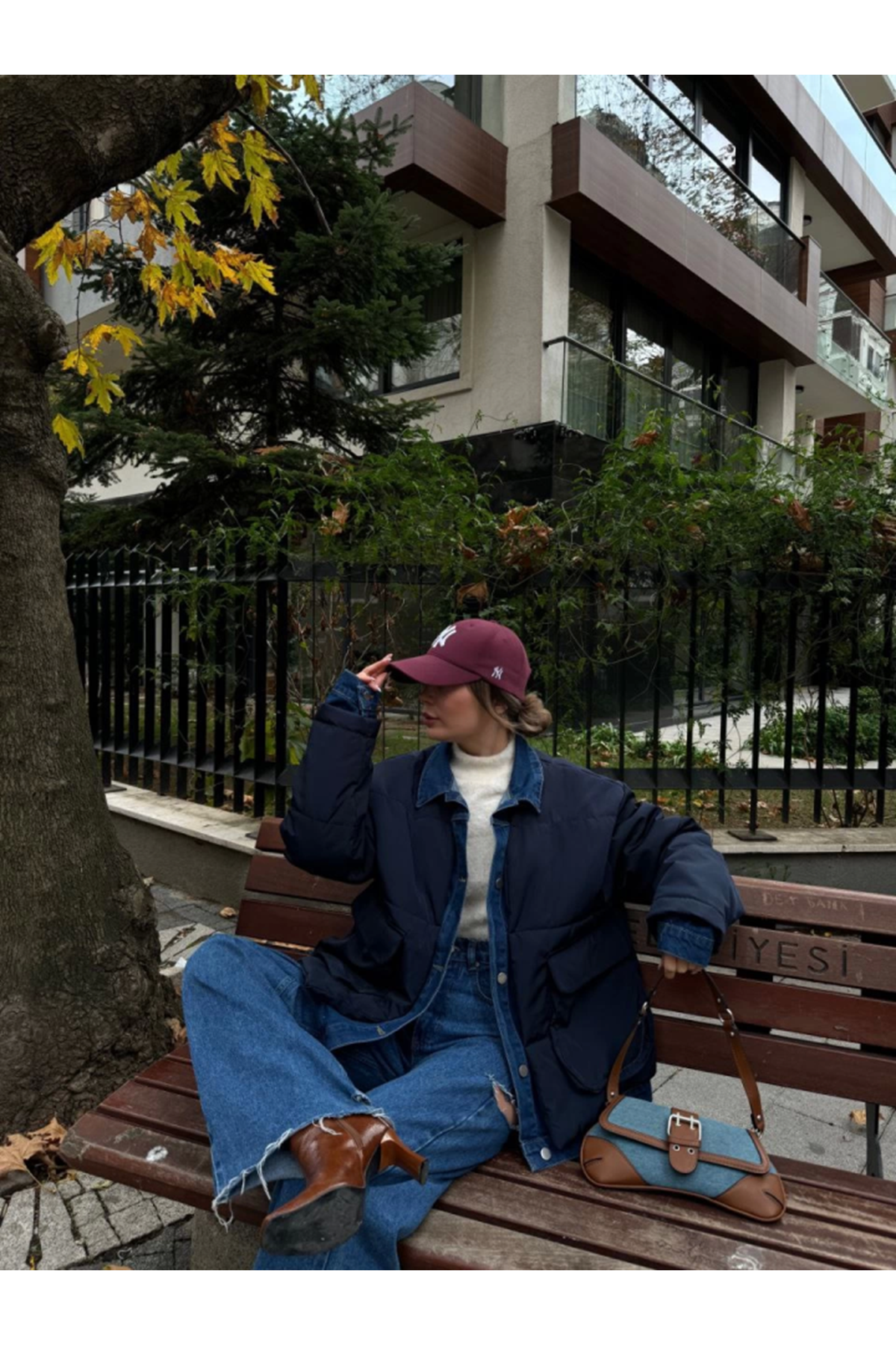 Jeans Detaylı Cıtcıtlı CEKET - Lacivert