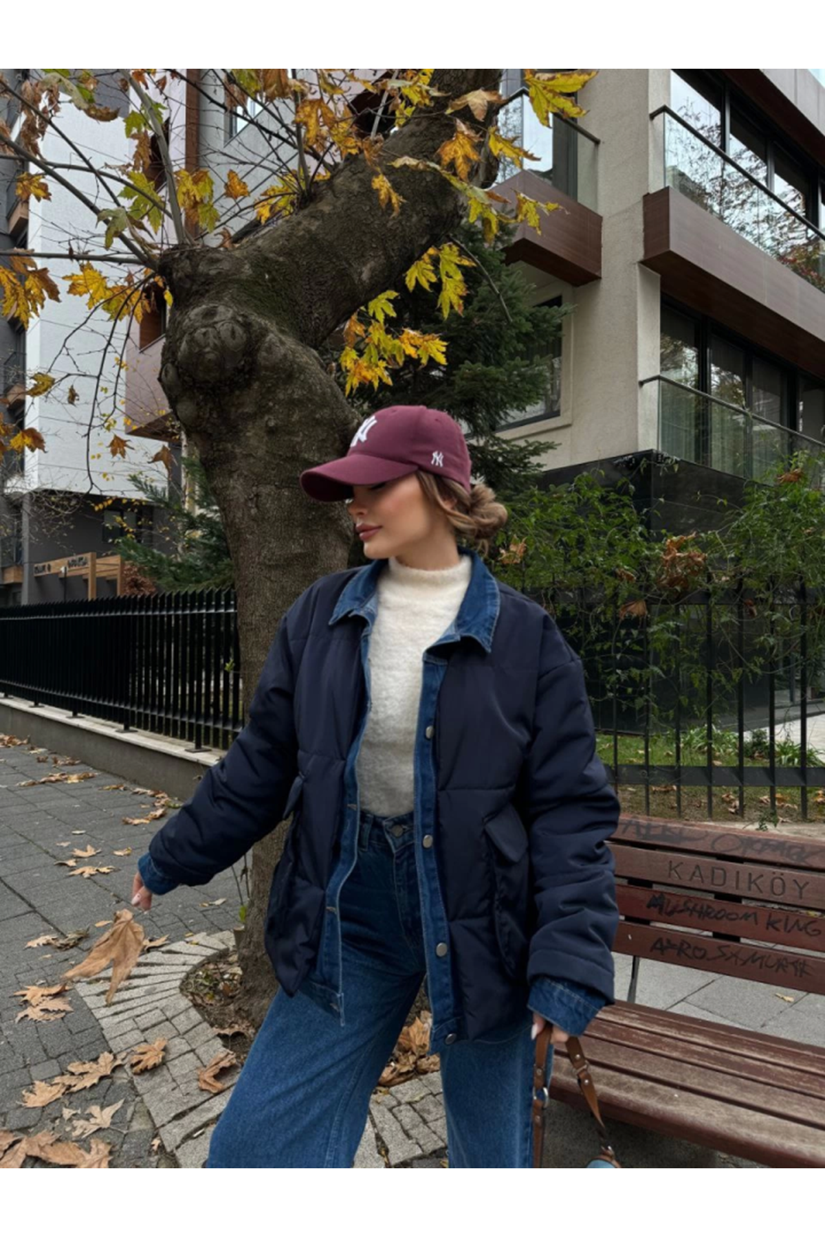 Jeans Detaylı Cıtcıtlı CEKET - Lacivert