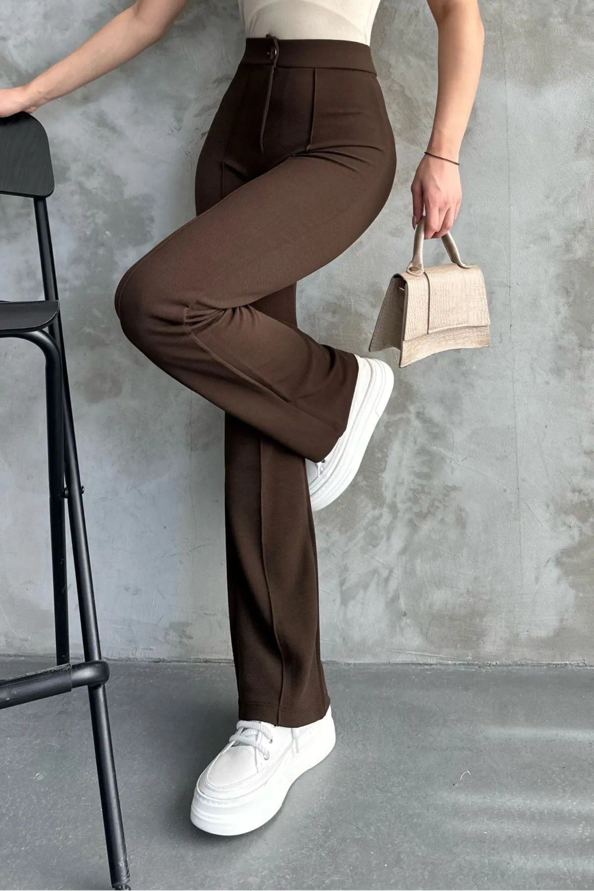 Kadın Yeni Sezon Yüksek Bel Dört Mevsim Palazzo Pantolon