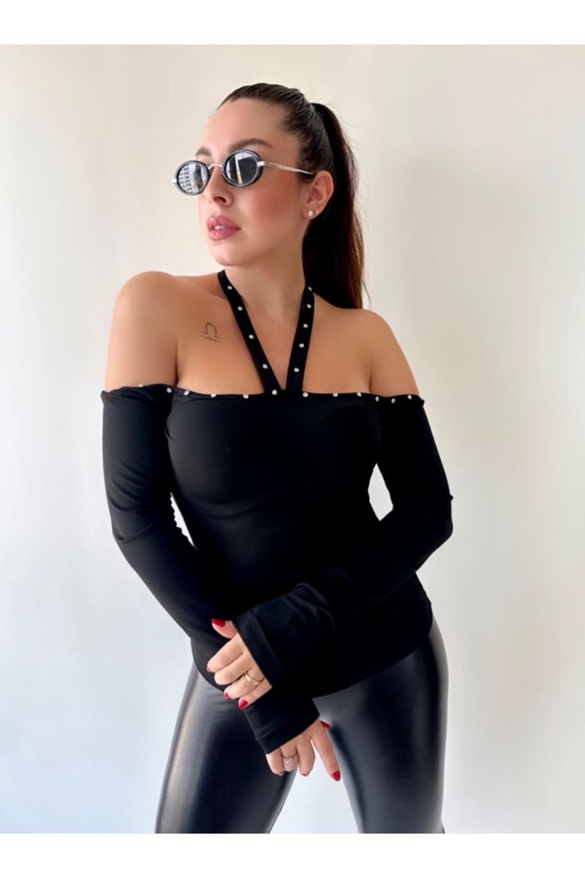 Kadın Halter Yaka Detay Bluz