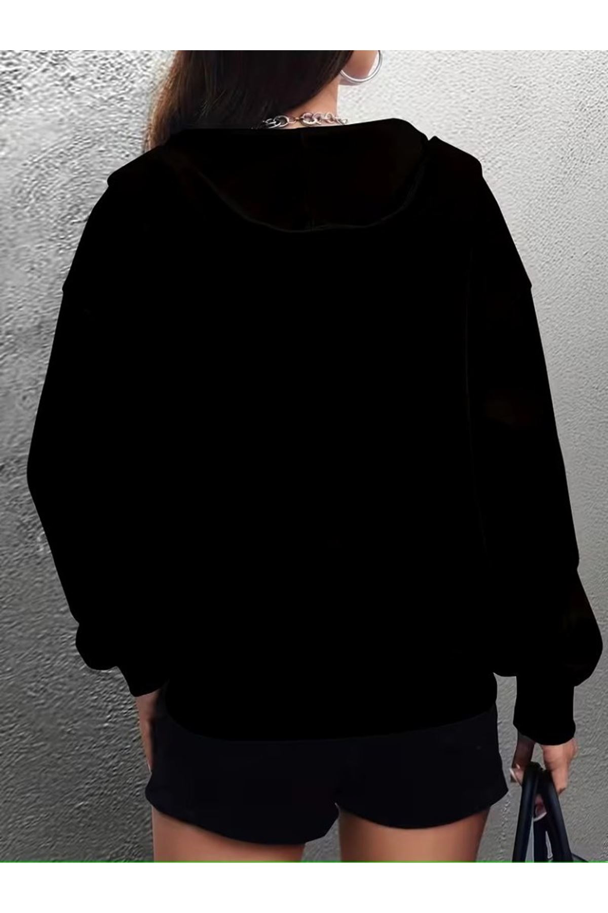 Kadın Uzun Kollu Kapşonlu Fermuarlı önden Cep Detaylı şardonlu Iki Iplik Ceket