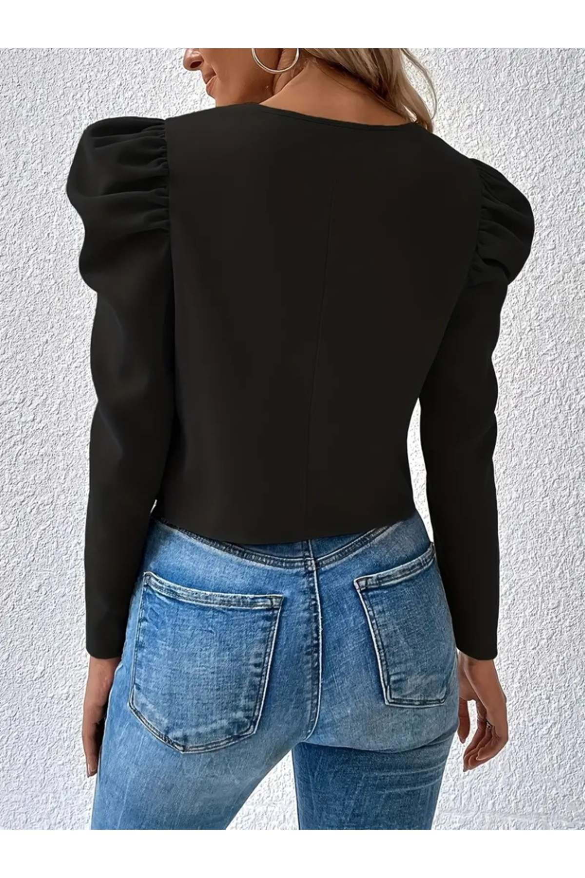 Kadın Uzun Kollu önden Fermuarlı Balon Kol Süet Ceket