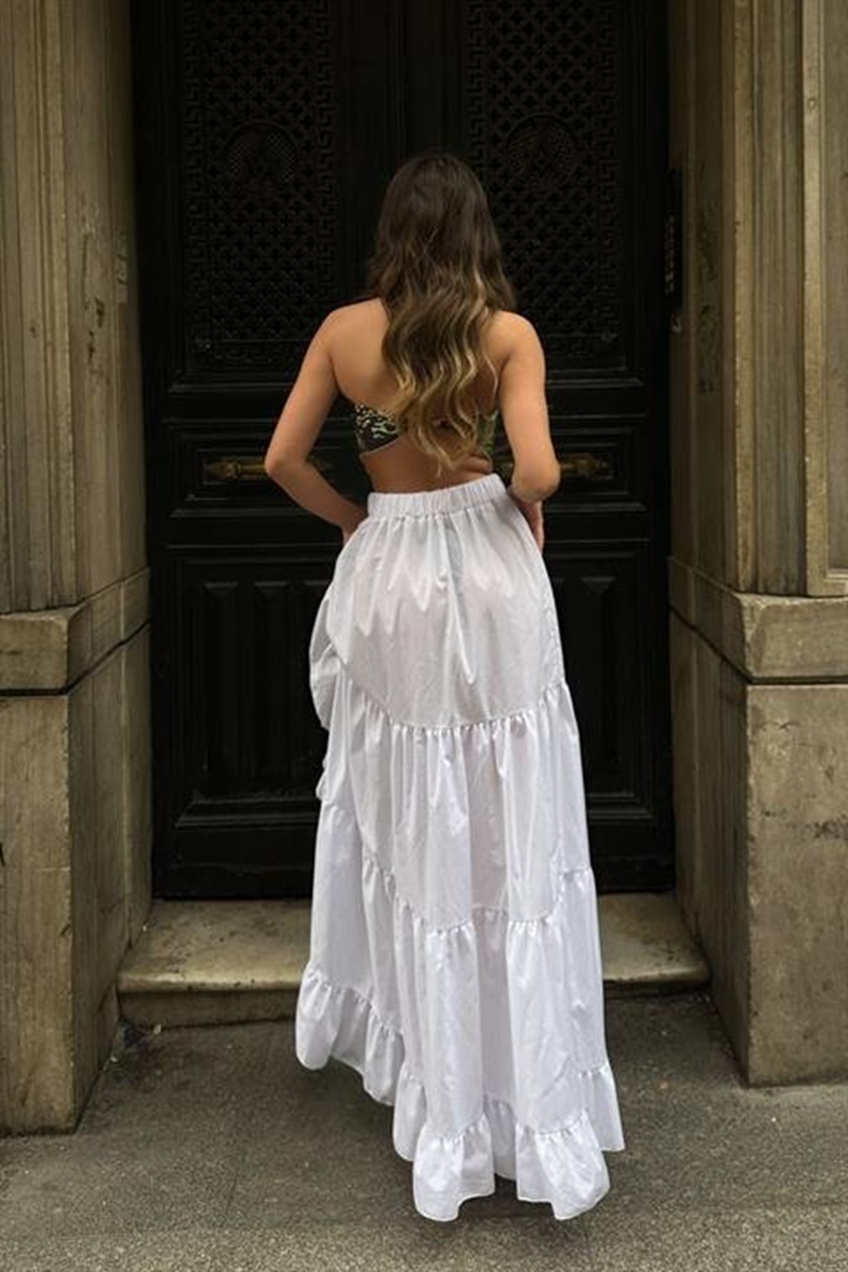 Audrey Fıfrlı Yırtmaç Detay Etek 4037