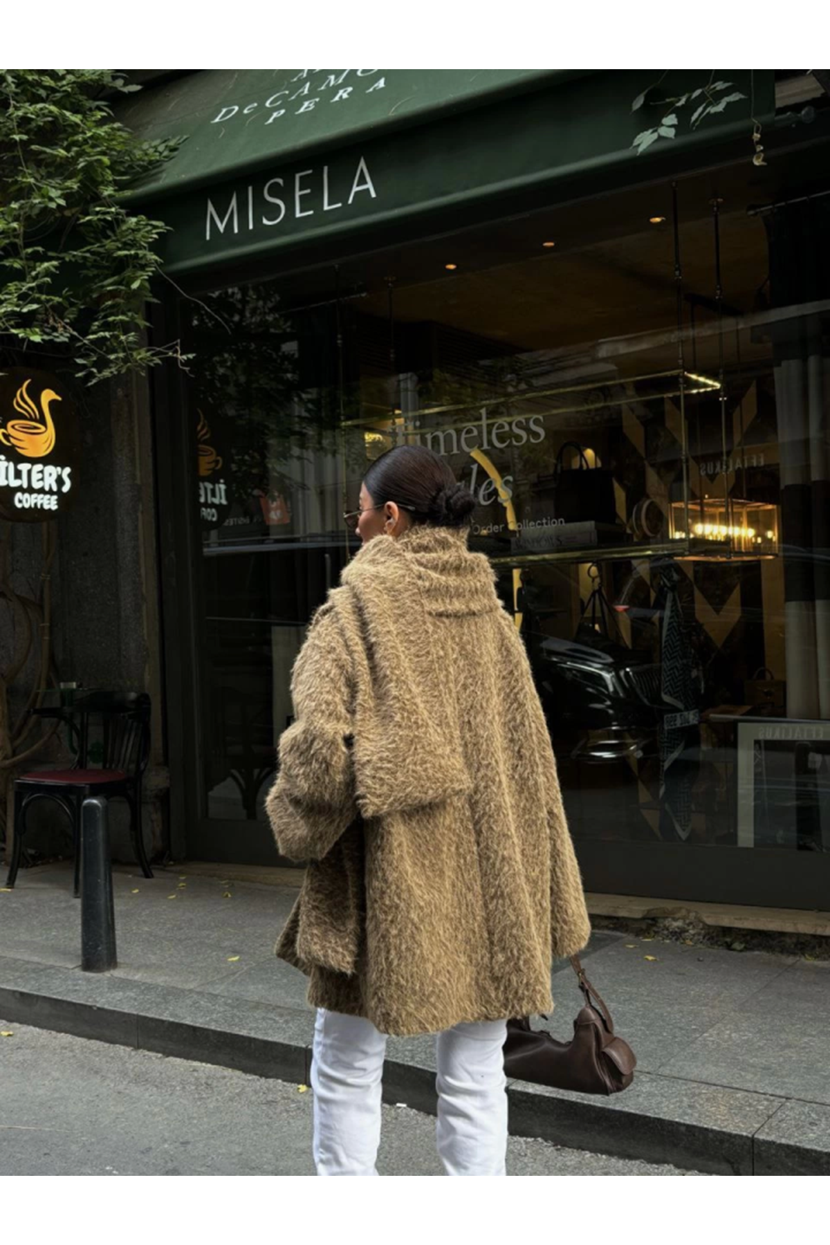 Yün Cıkartılabilen Atkılı ,Kaban İkili Takım- Kahve