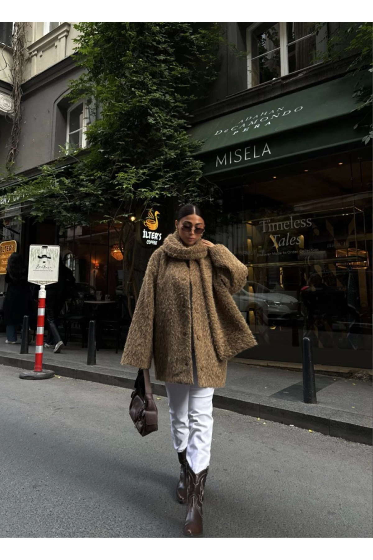 Yün Cıkartılabilen Atkılı ,Kaban İkili Takım- Kahve