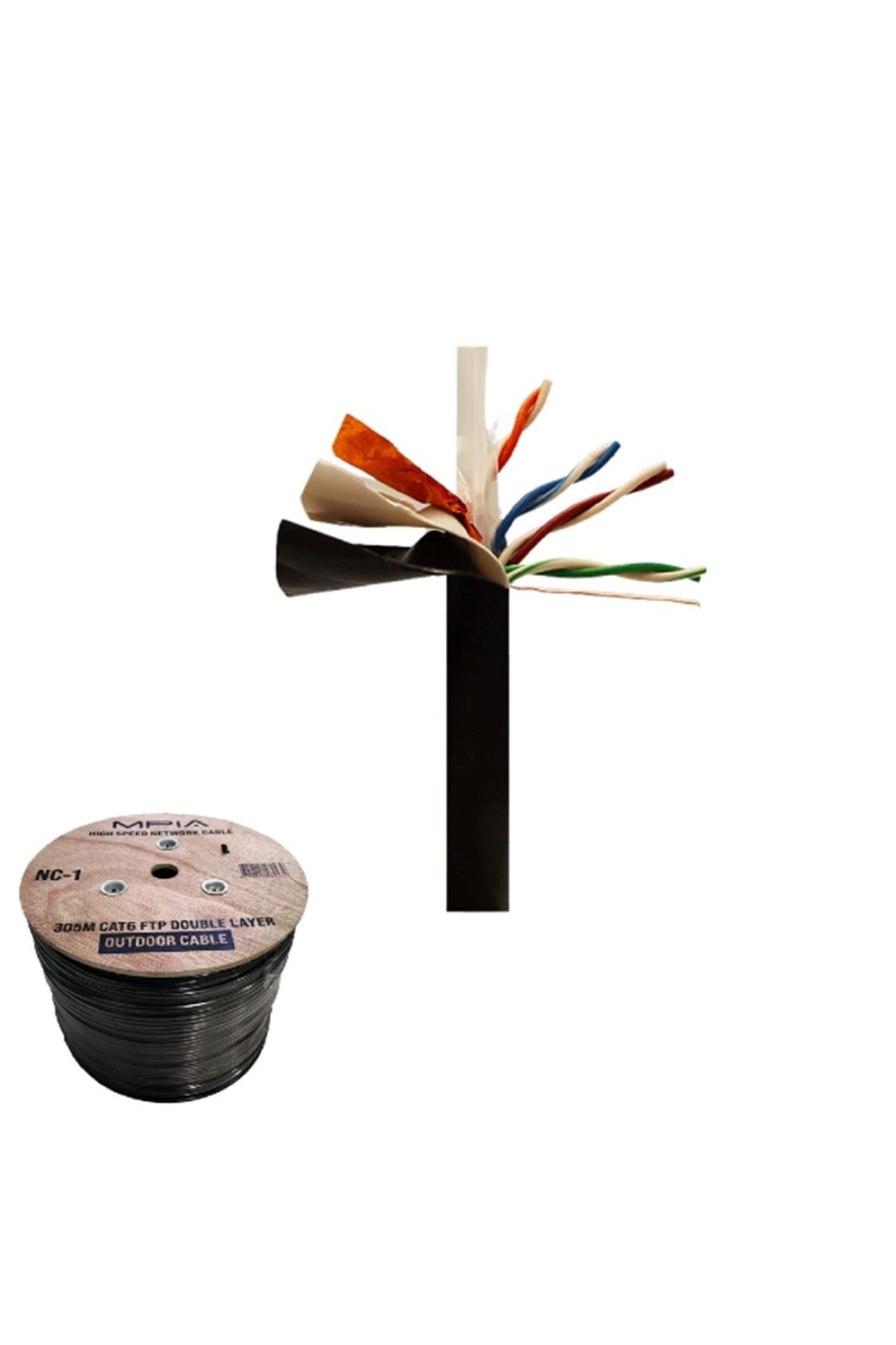 305 Metre / 0.57mm CAT6 FTP Çift Katmanlı Dış Ortam İnternet Kablosu