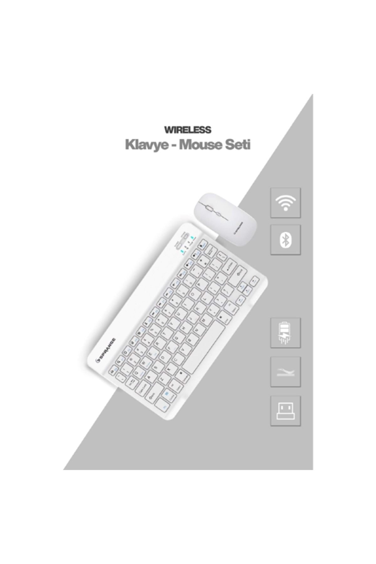 Beyaz Kablosuz Klavye Ve Mouse Seti