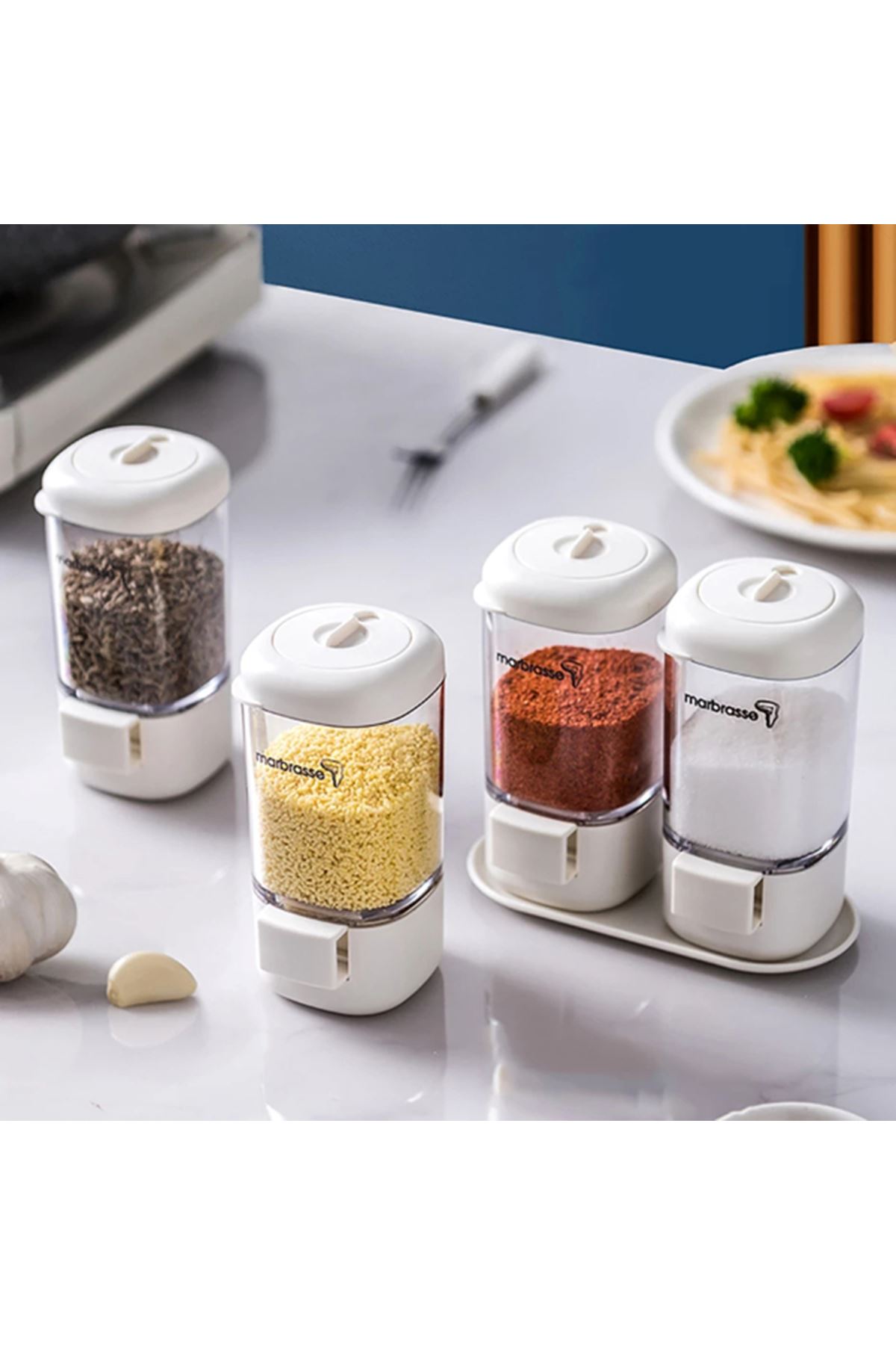 4'lü Basmalı Baharatlık Tuzluk Seti