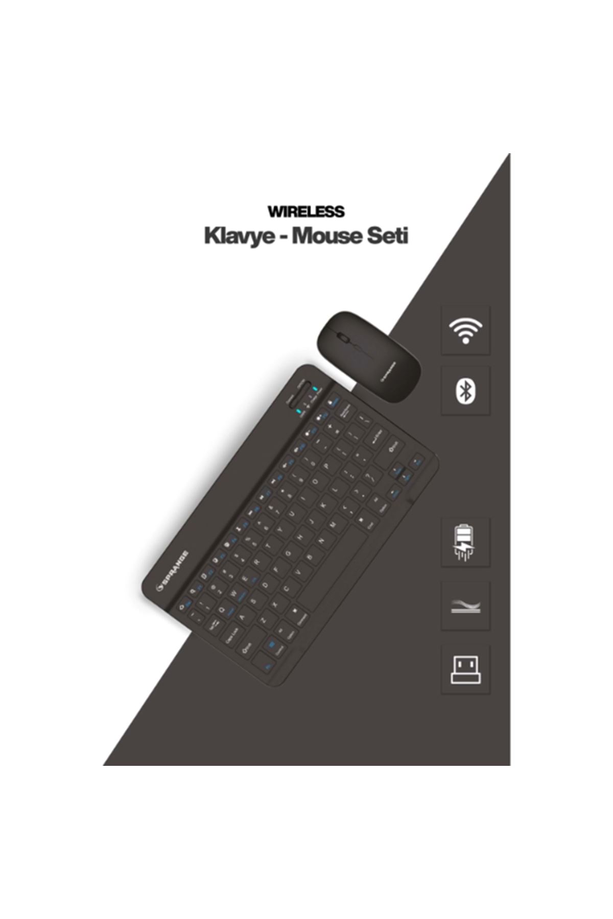 Siyah Kablosuz Klavye Ve Mouse Seti