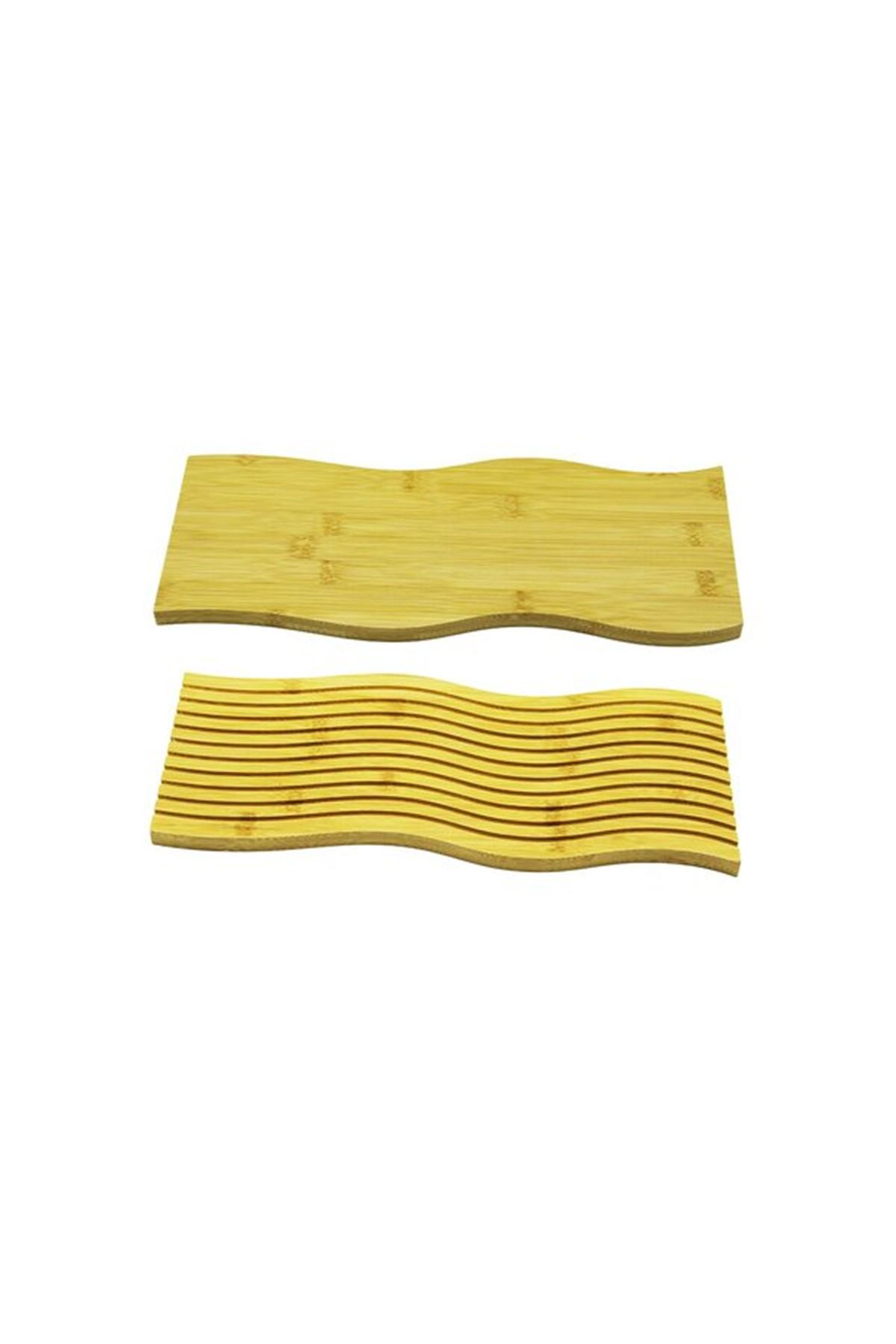 Dalgalı Çift Taraf Tasarımlı Ahşap Sunum Tepsisi