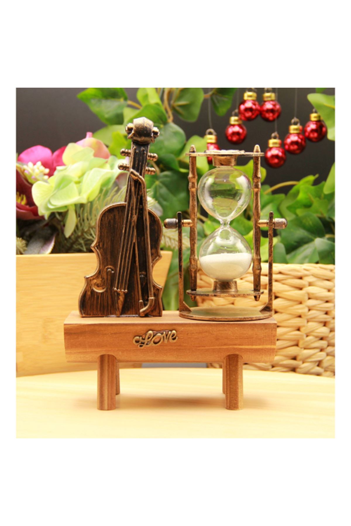 Dekoratif Keman Tasarımlı Kum Saati
