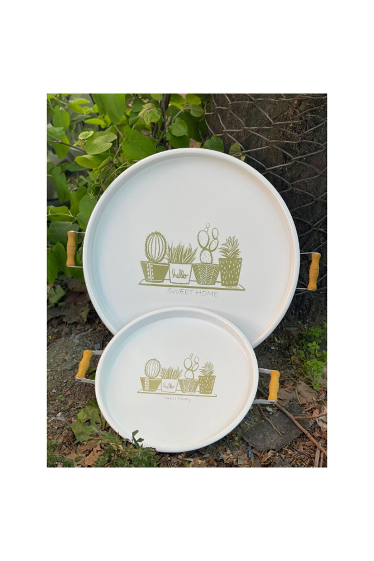 İkili Yuvarlak Sunum Tepsisi Seti