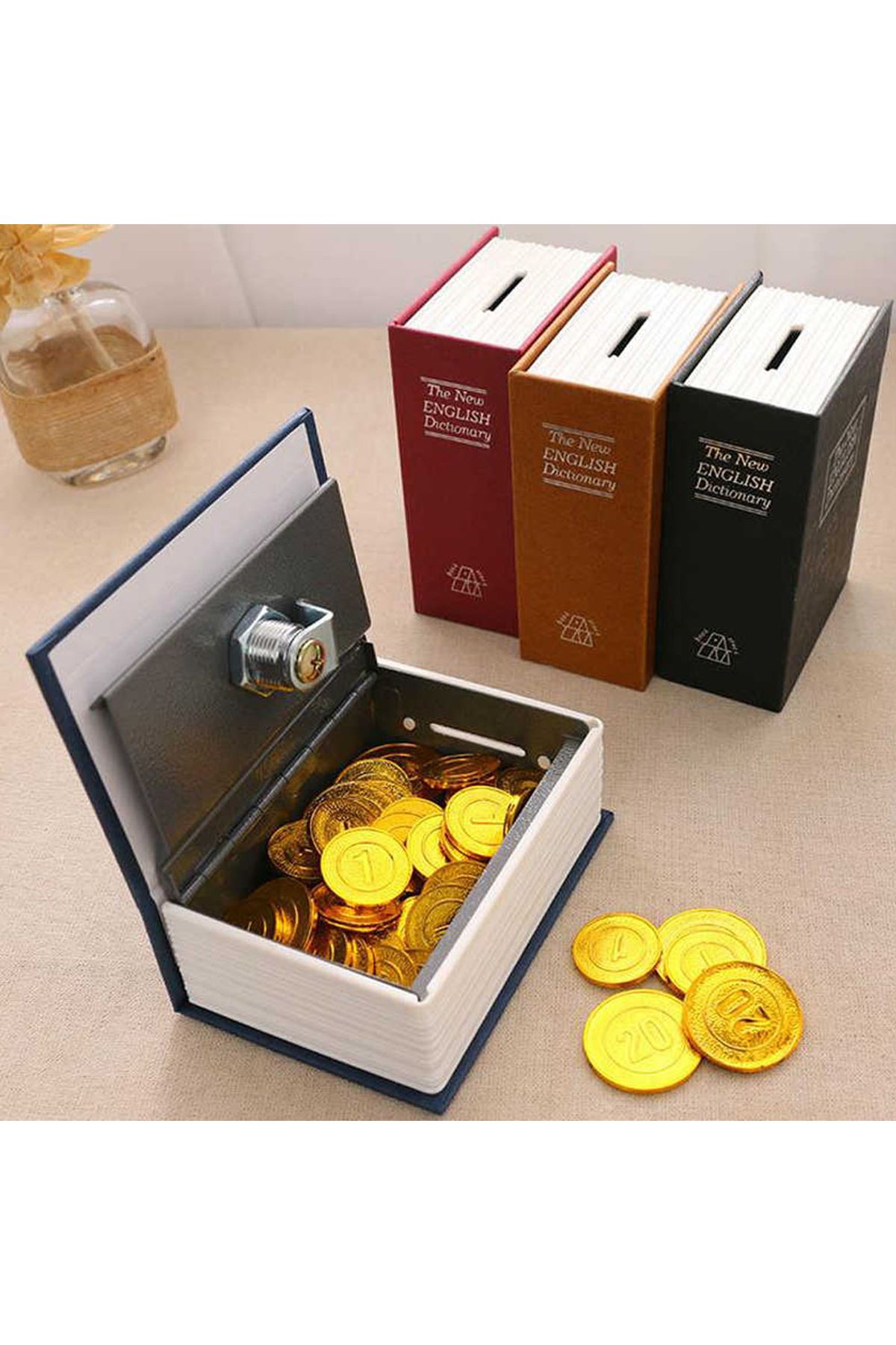 Kitap Şeklinde Mini Boy Kilitli Kasa Kumbara