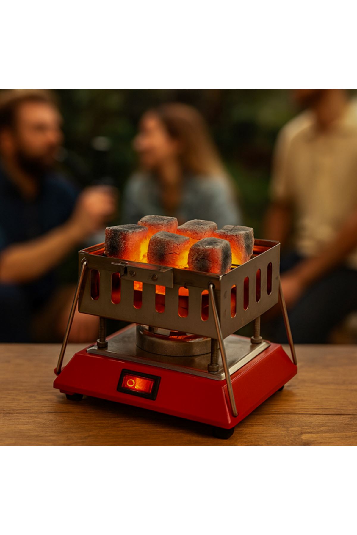 Kare Krom Elektrikli Nargile Köz Ocağı