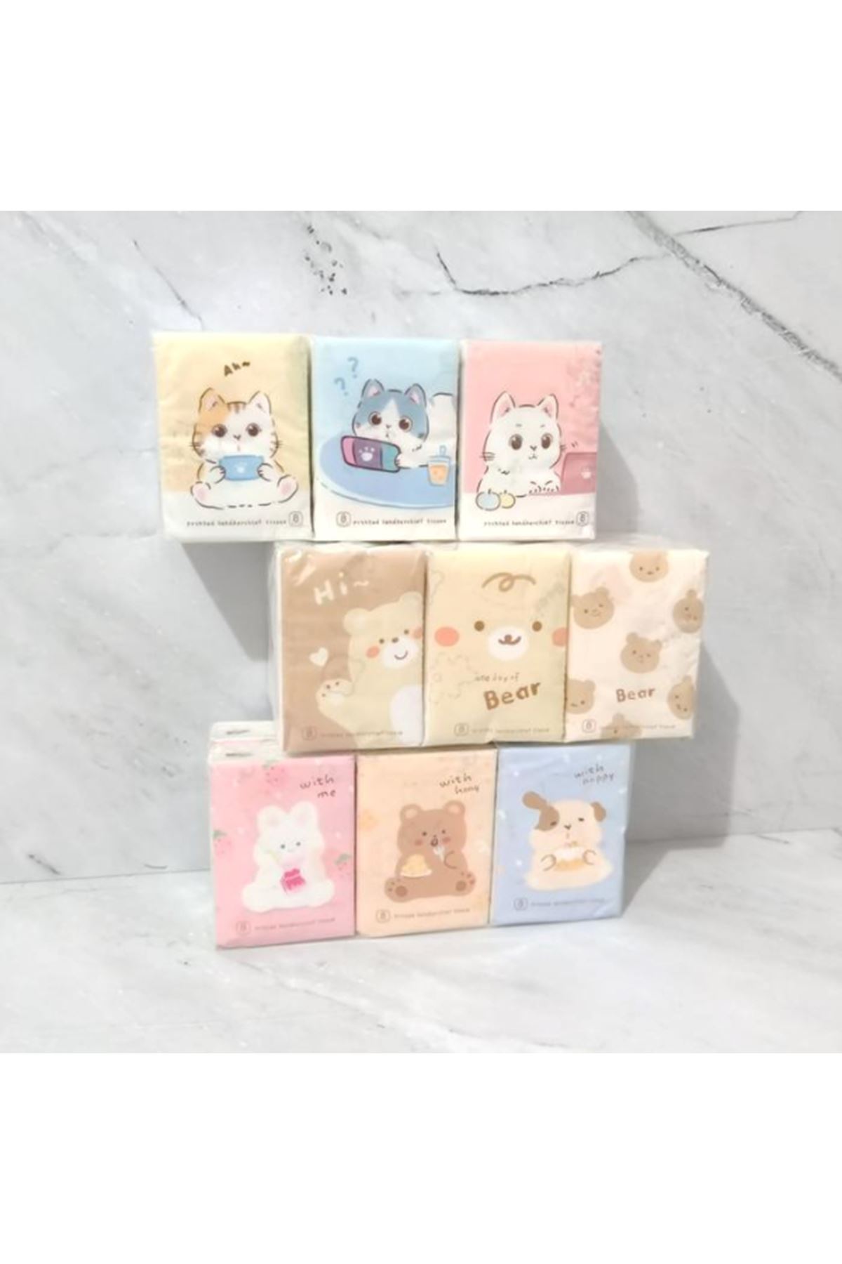 Sevimli Figürlü Çocuk Mendili 9'lu Paket