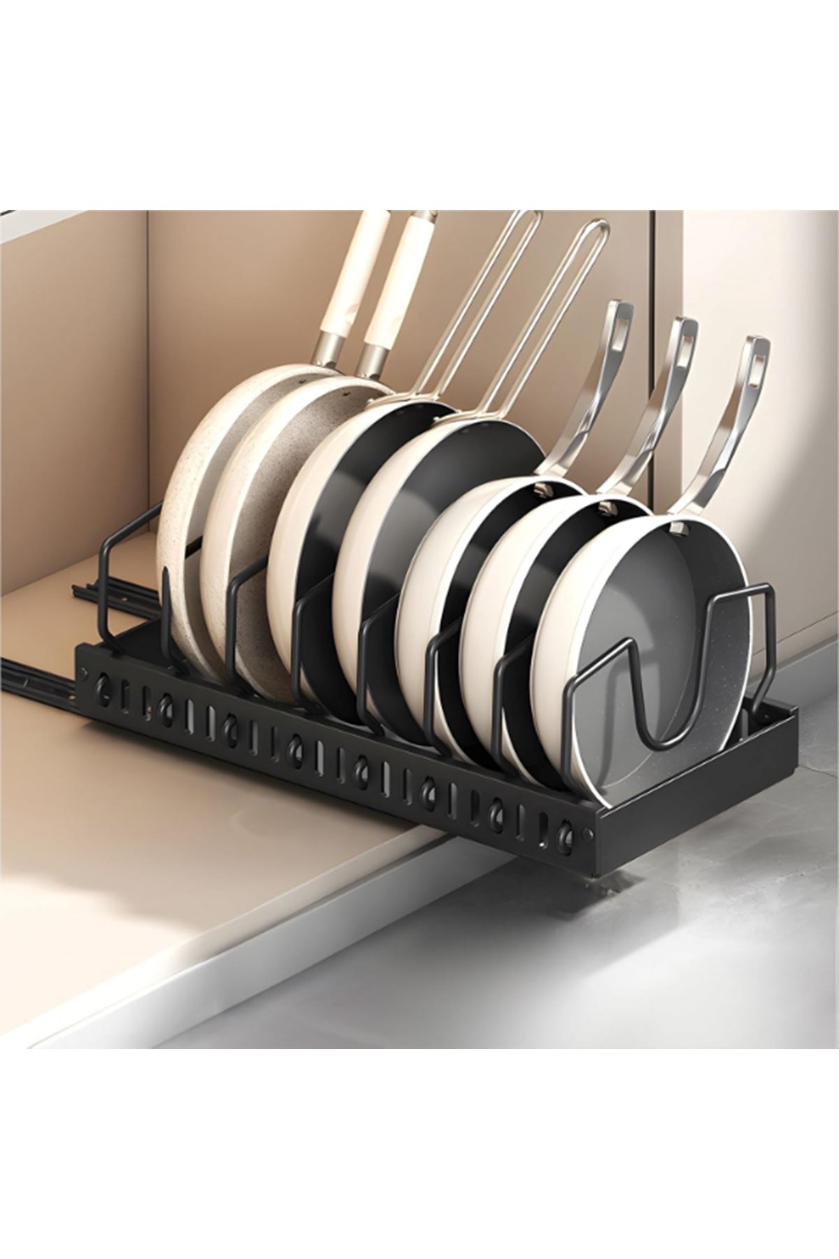 Teleskopik Raylı Tava Tencere Organizeri