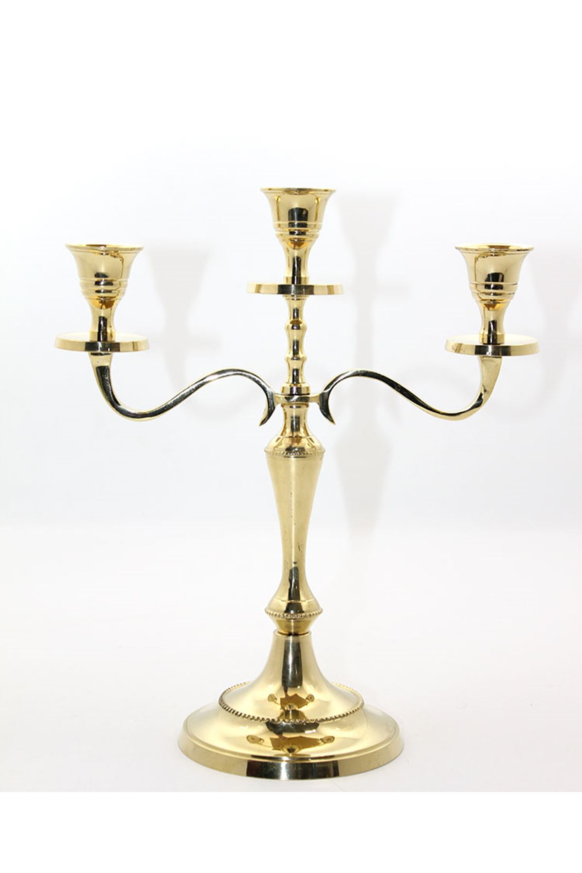 Pirinç 3'lü Şamdan Model 1