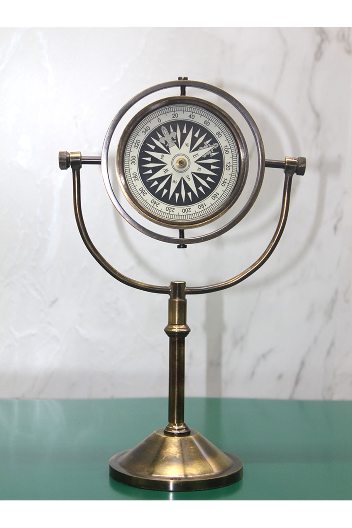 Pirinç Masa Üstü Pusula Model 4