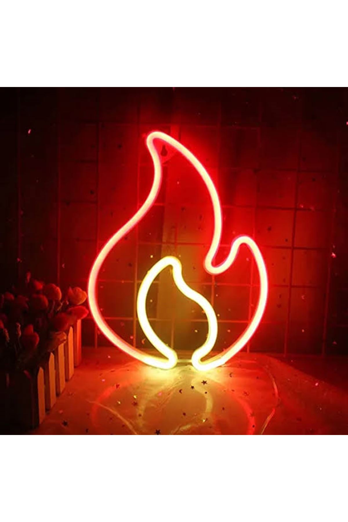 Duvara Asmalı Neon Alev LED