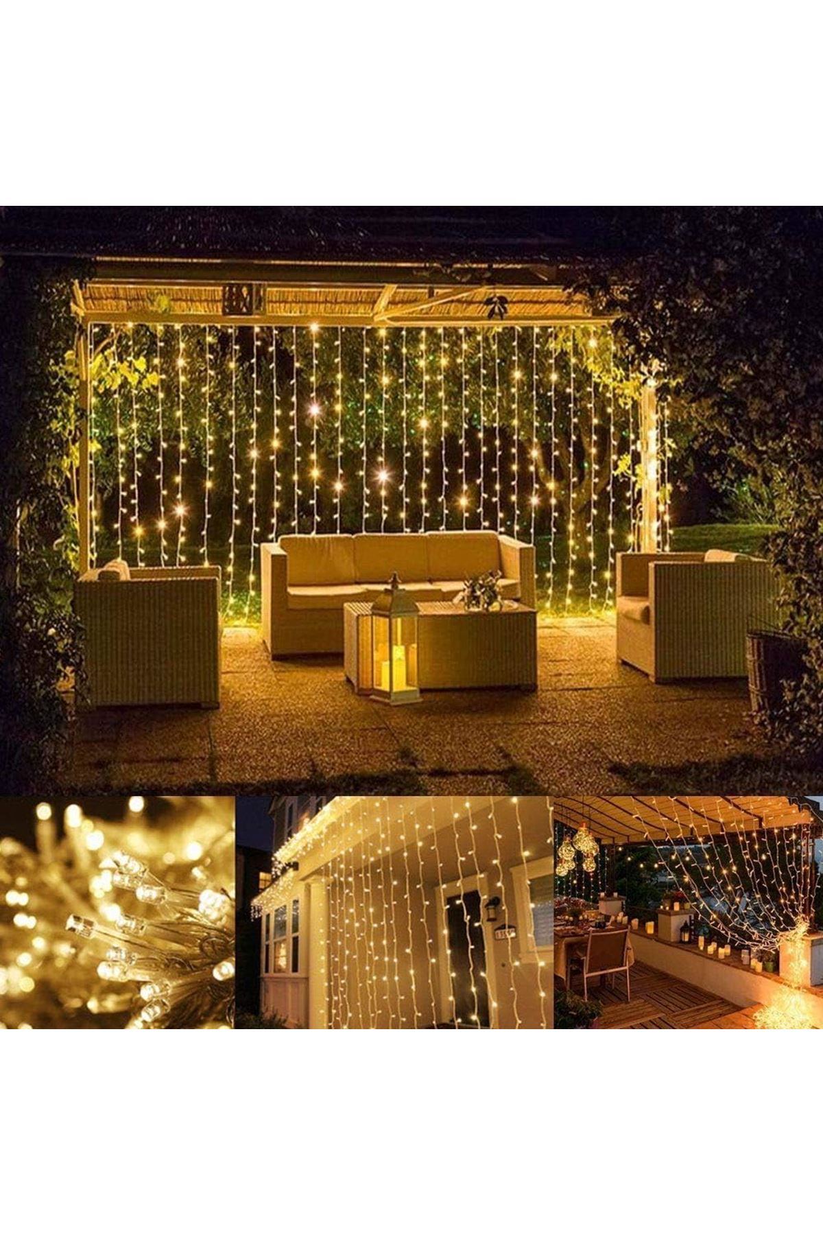 2x2 Perde Led Sarı Işık Plastik Kancalı