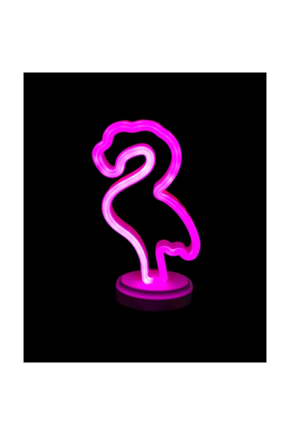 Neon Işıklı Flamingo Yazılı Masa Gece Lambası
