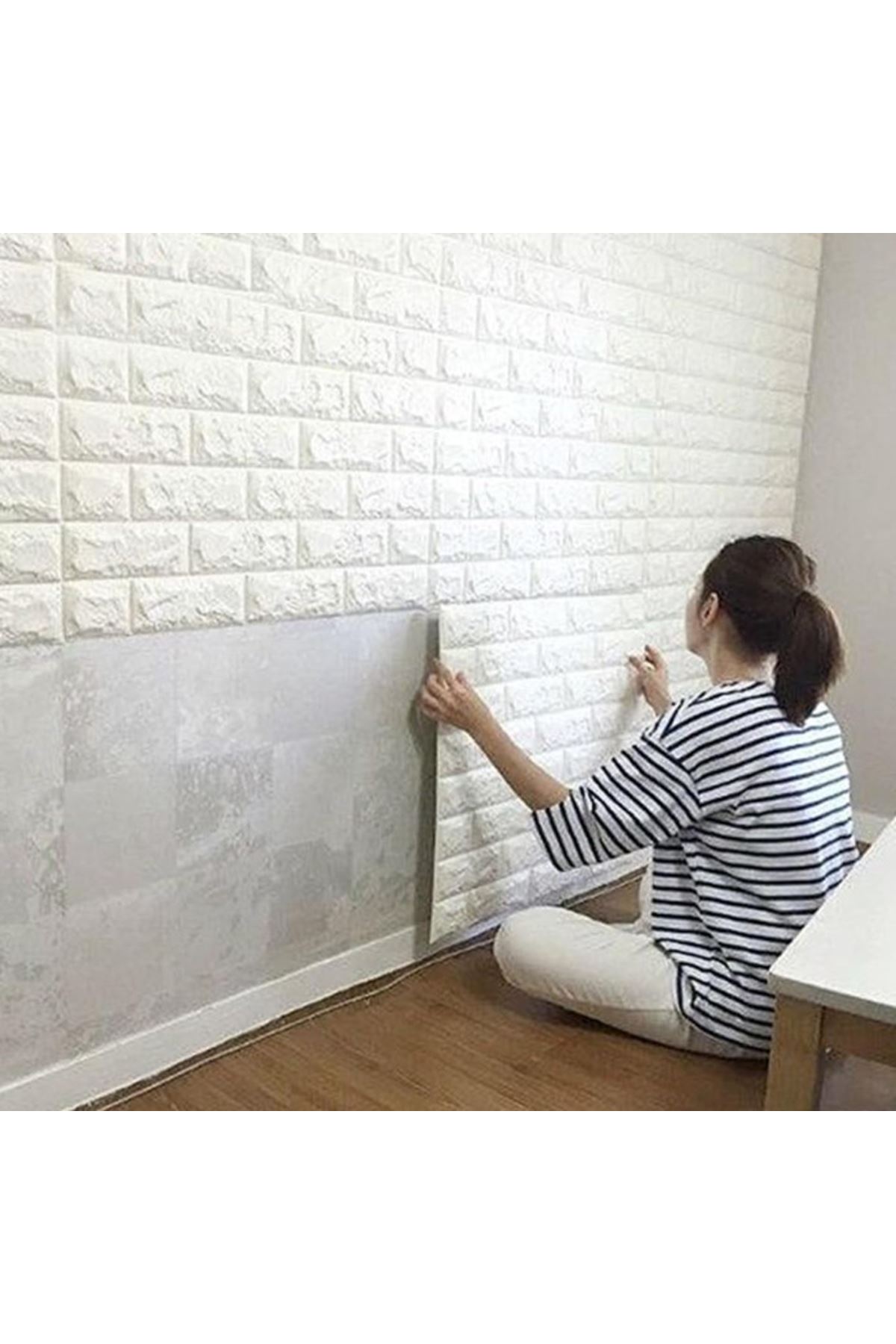 3D Tuğla Desenli Kendinden Yapışkanlı Duvar Paneli 58x38 cm