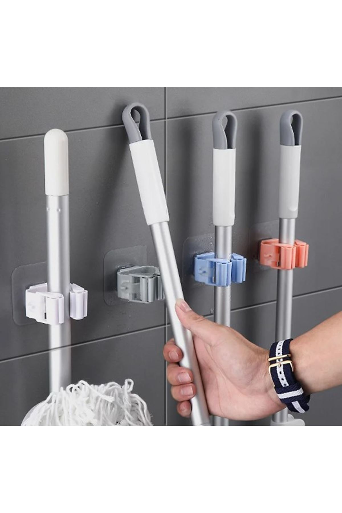 Yapışkanlı Mop Tutucu Seti 4 Adet