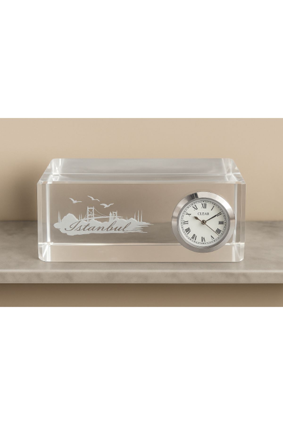 İstanbul Tasarımlı Kristal Saatli Biblo