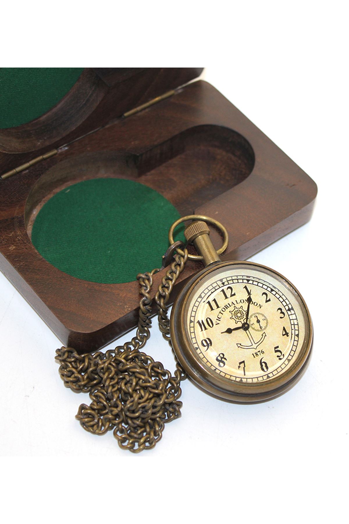 Ahşap Kutulu Pirinç Köstekli Saat Model 6