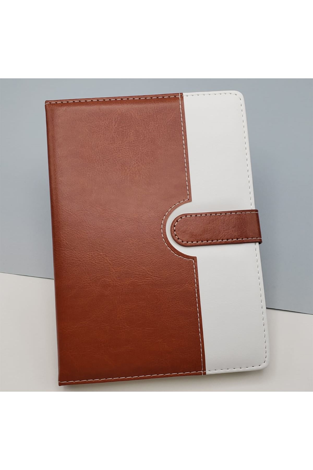 Tarihsiz Ajanda Defter Kahverengi Beyaz Renk
