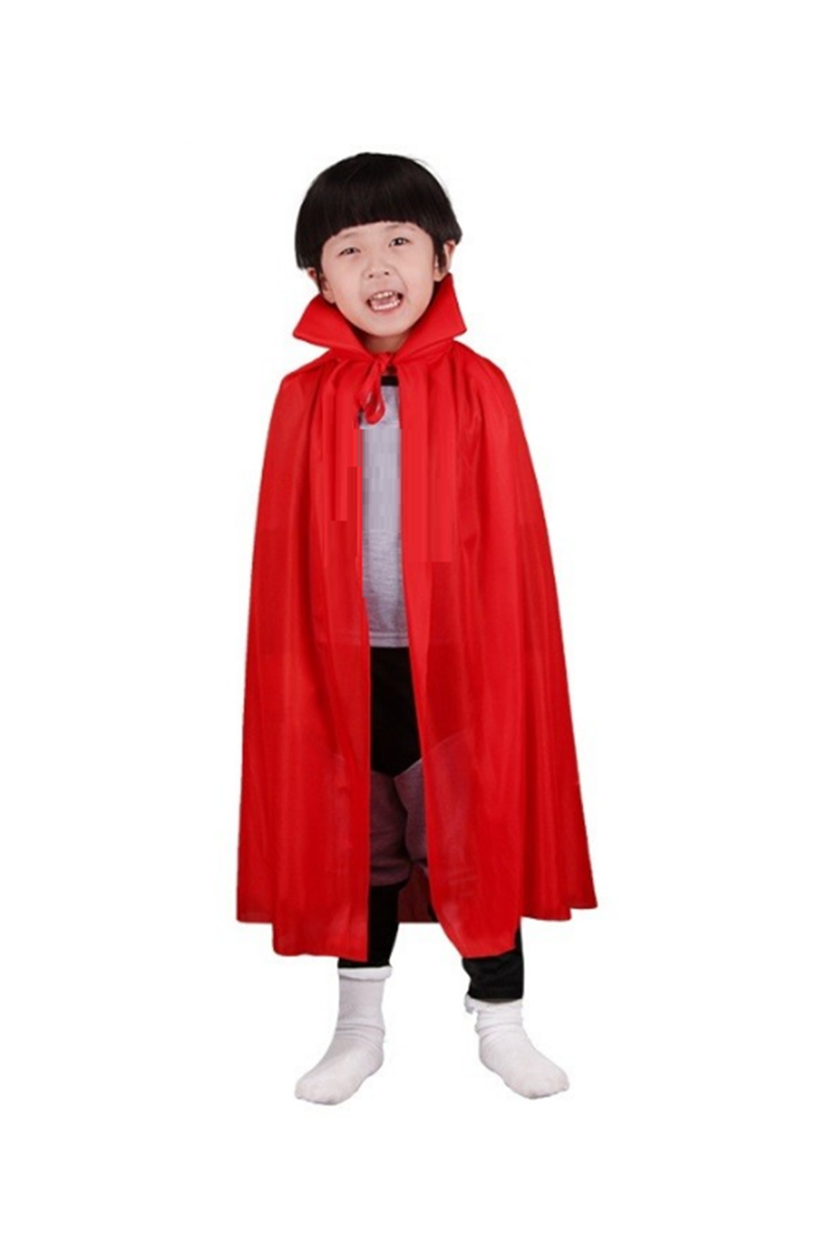 Kırmızı Renk Yakalı Pelerin Çocuk Boy 90 cm