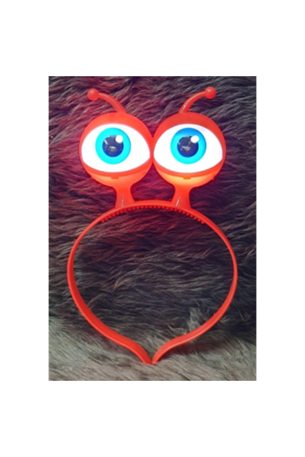 Led Işıklı &amp; Pilli Uzaylı Göz Parti Tacı Kırmızı Renk