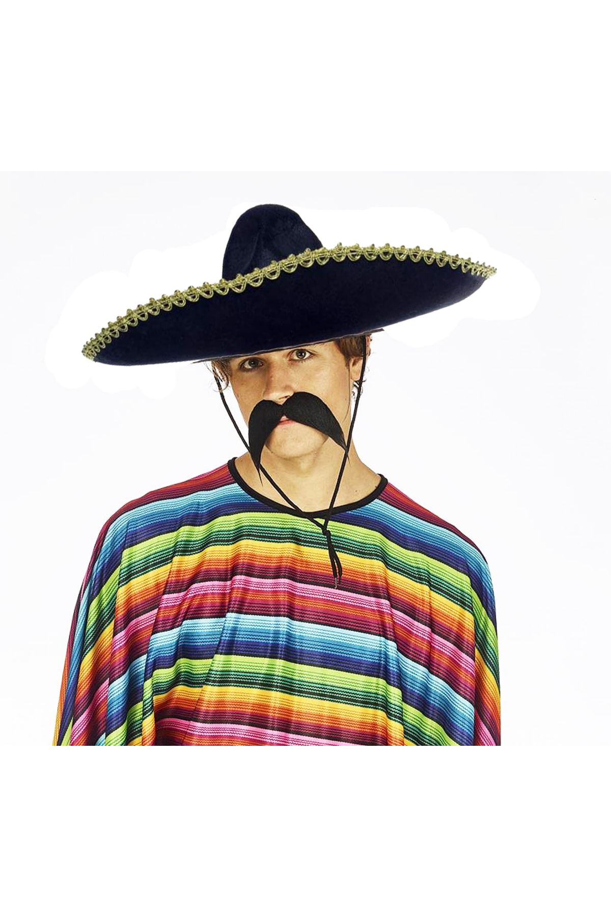 Sombrero Meksika Şapkası Altın Şeritli Yetişkin Boy