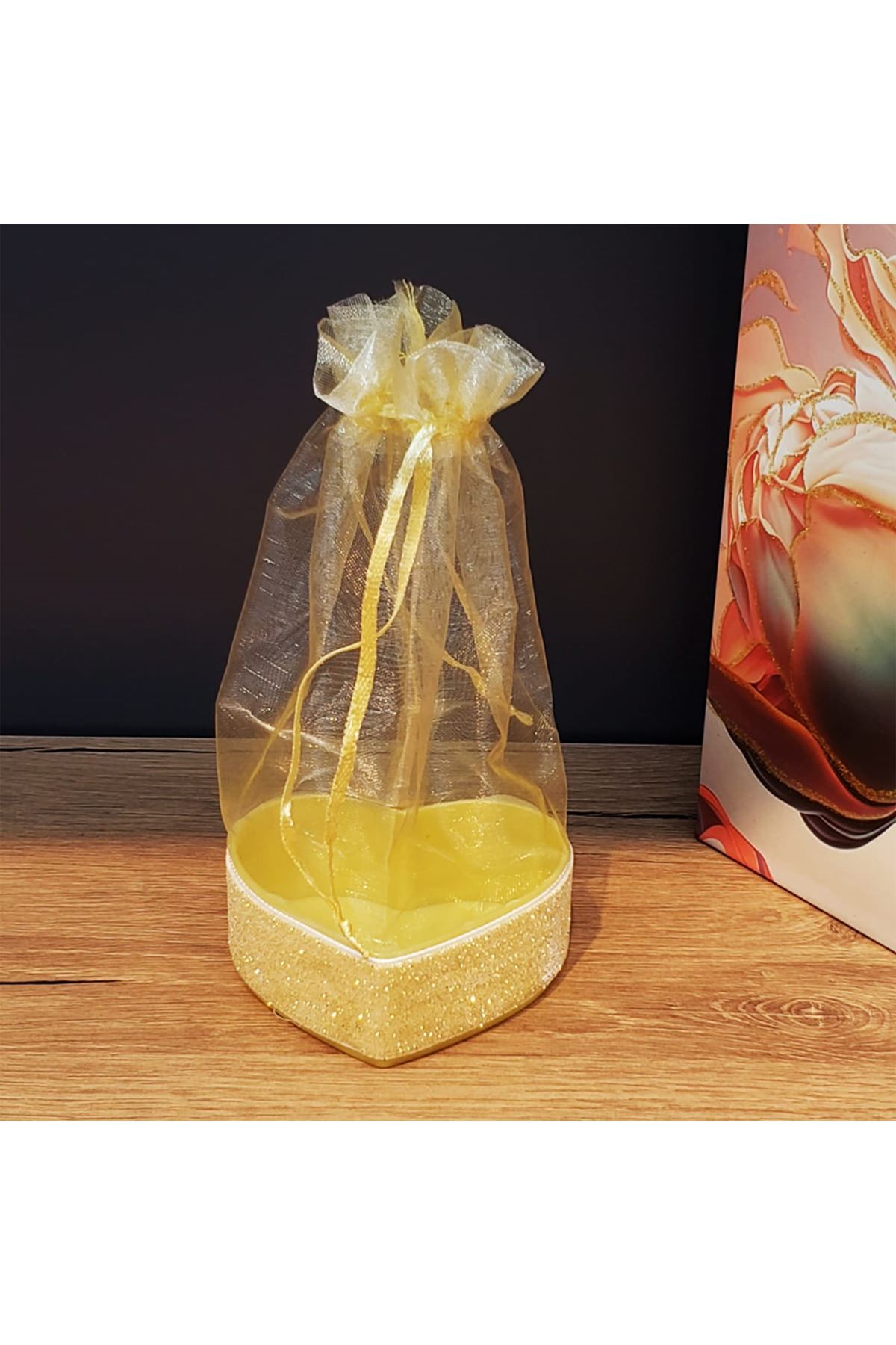 Sarı Kalpli Tül Kese