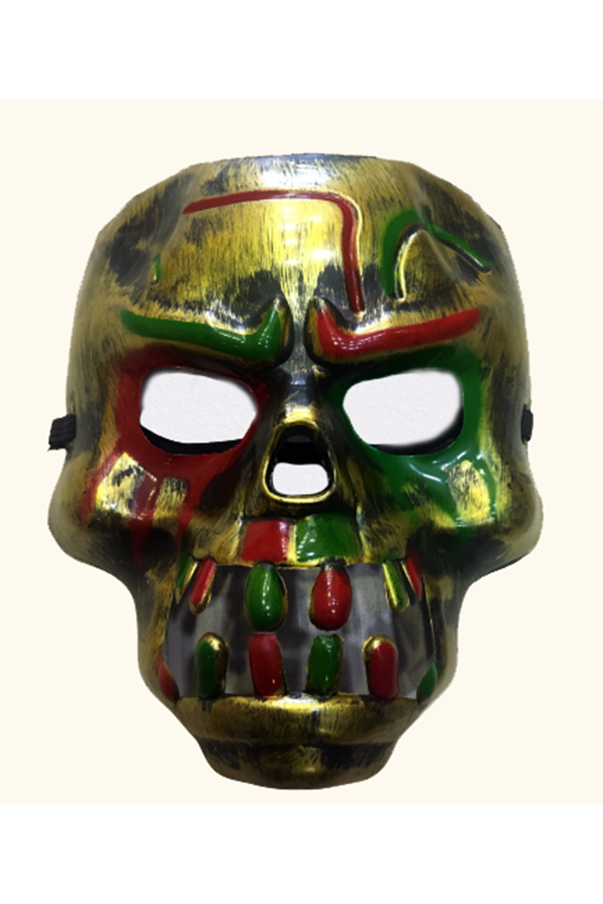 Kırmızı Kanlı Dişli Dracula Kafatası Maskesi Altın Renk