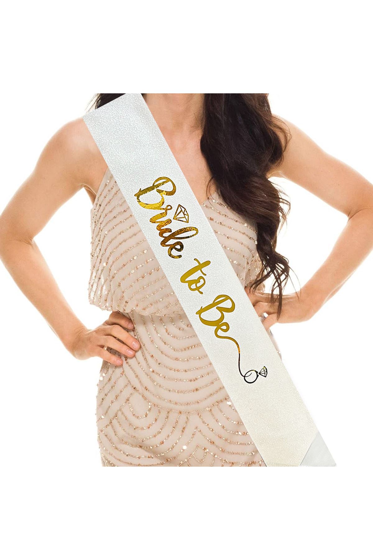 Altın Bride To Be Yazılı Beyaz Kuşak
