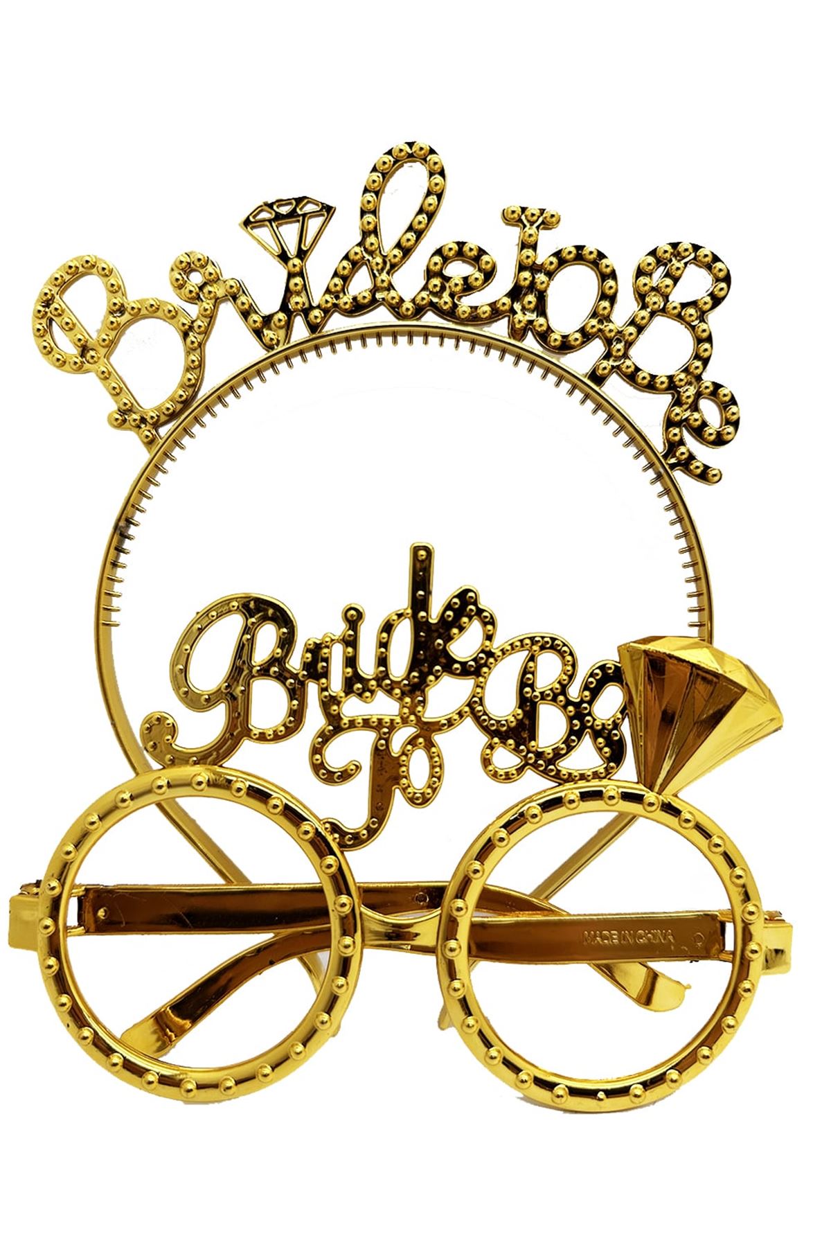 Bride To Be Taç ve Gözlük Seti Altın Renk