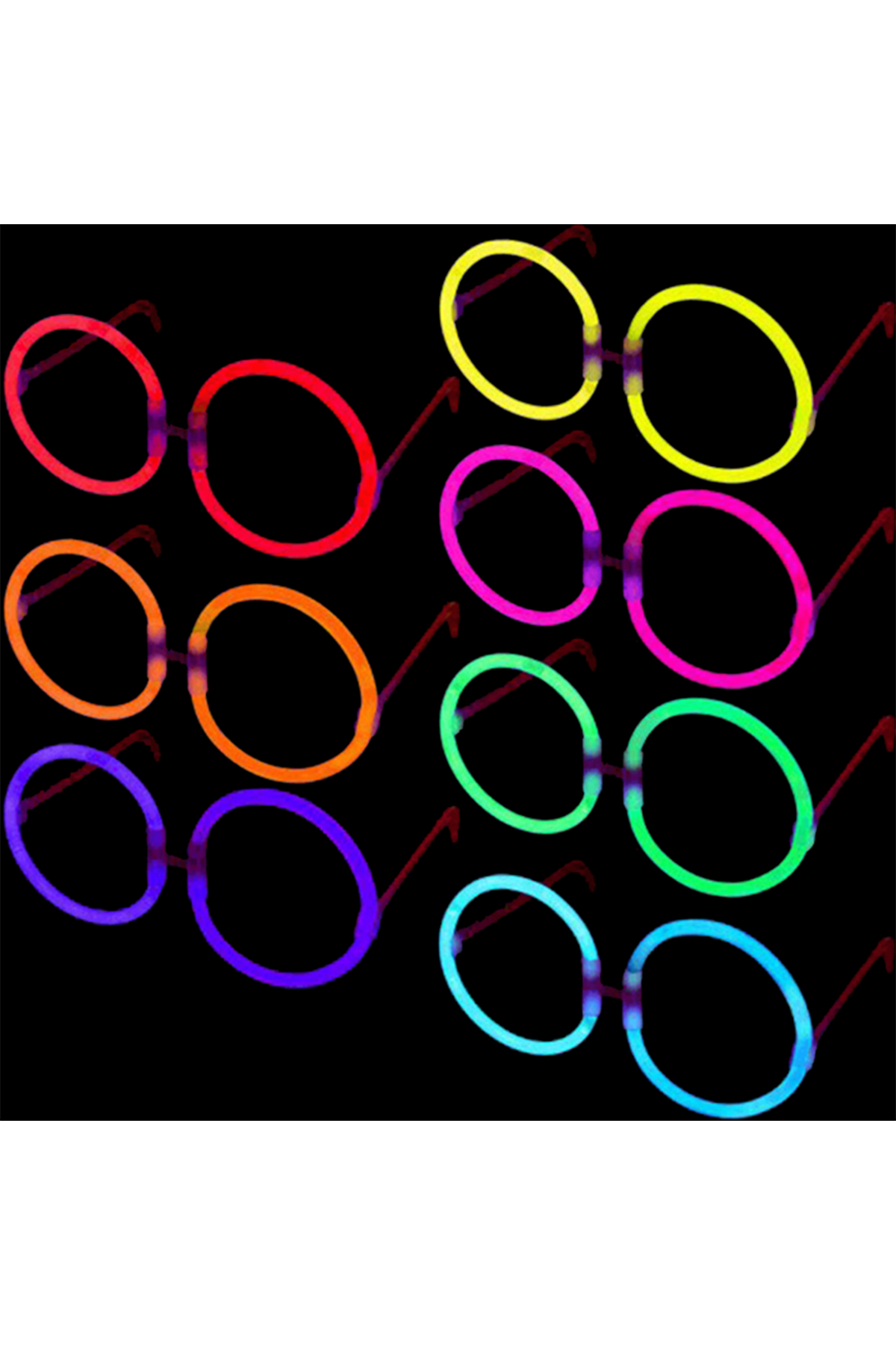 Glow Stick Yuvarlak Parti Gözlüğü 6 Adet