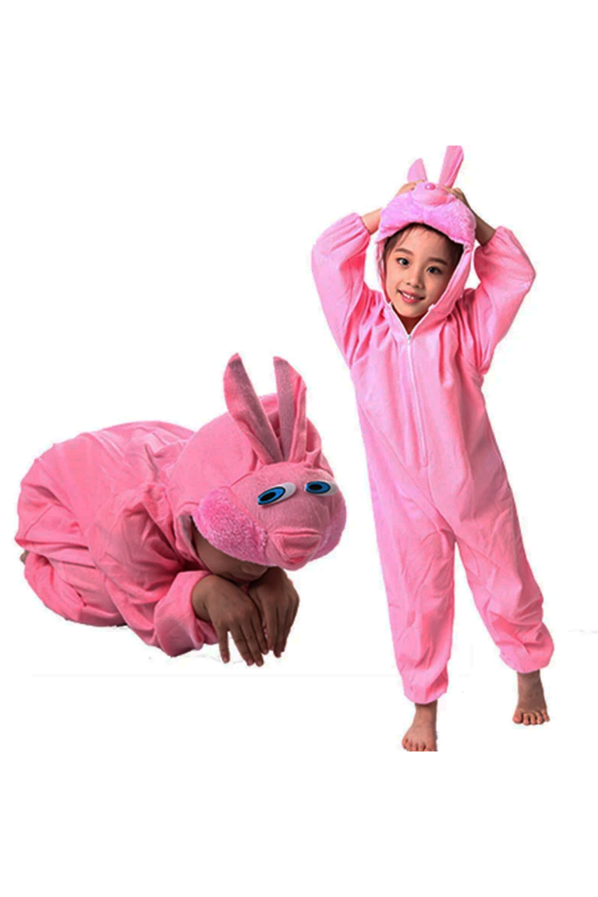 Çocuk Tavşan Kostümü Pembe Renk 4-5 Yaş