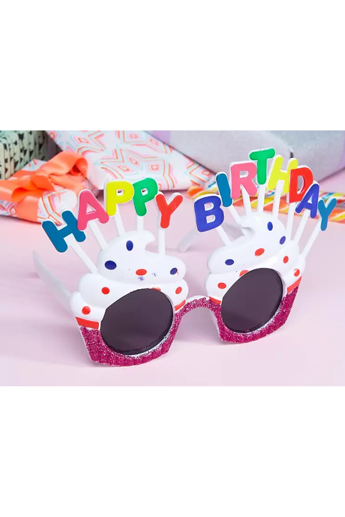 Happy Birthday Beyaz Fuşya Parti Gözlüğü